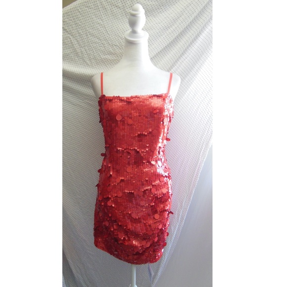 NWT ASOS EDITION Drape Side RED SEQUIN Party COCKTAIL Cami MINI DRESS US 10 - Picture 4 of 13